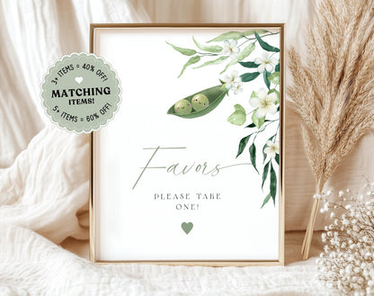 Two Peas in a Pod Baby Shower Favor Sign for baby shower party decor and supplies