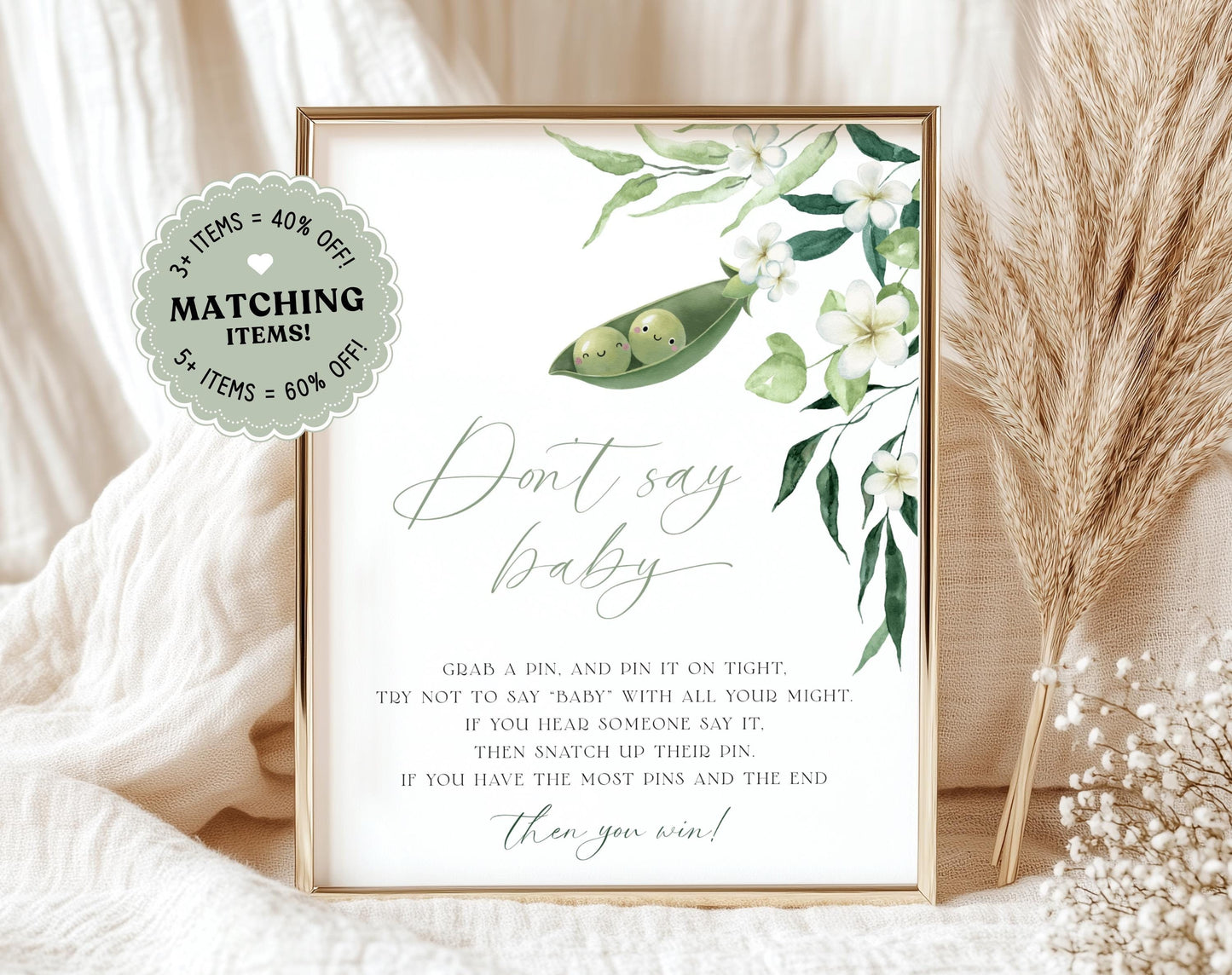 Don't Say Baby Baby Shower Game - Two Peas in a Pod for baby shower party decor and supplies