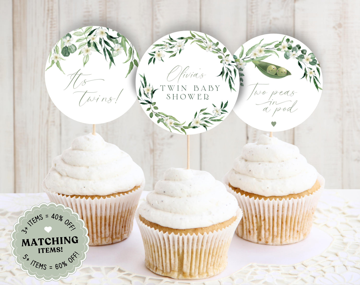 Baby Shower cupcake toppers for dessert tables and themed party treats
