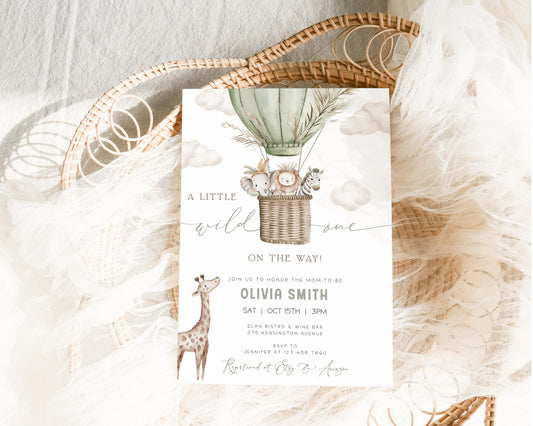 Safari Baby Shower Invitation for baby shower guests and party details