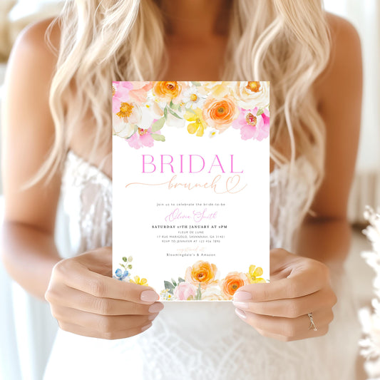 bridal brunch and floral bridal shower invite for a personalized celebration