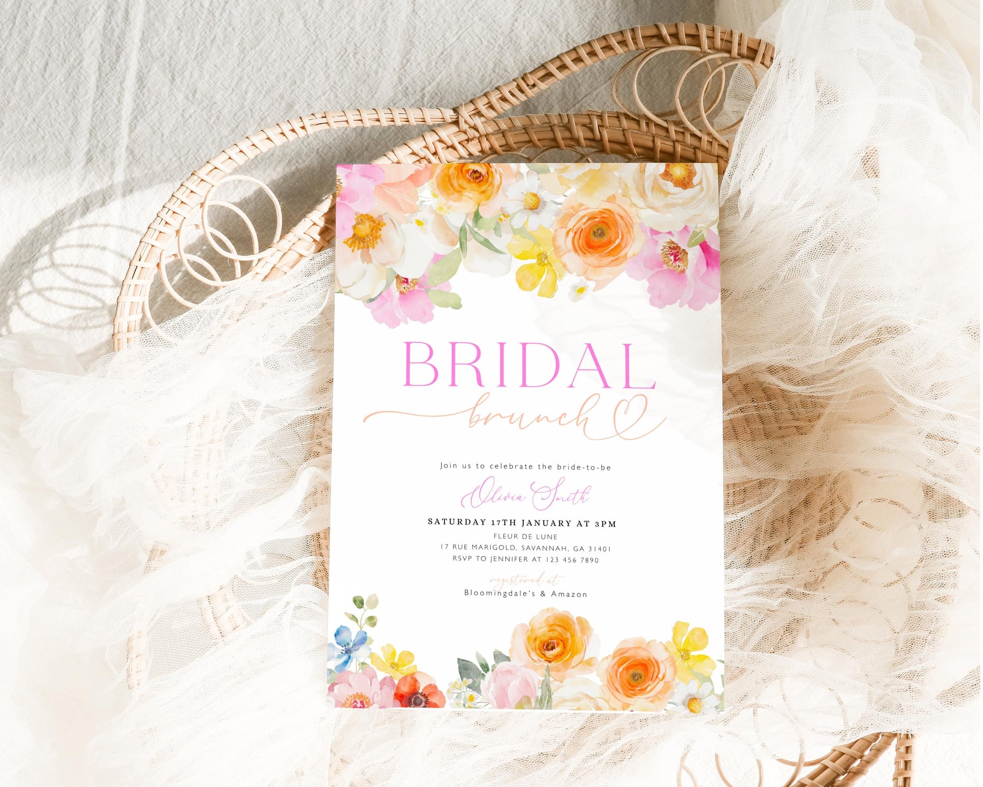 Editable Canva bridal shower invite to print or send digitally
