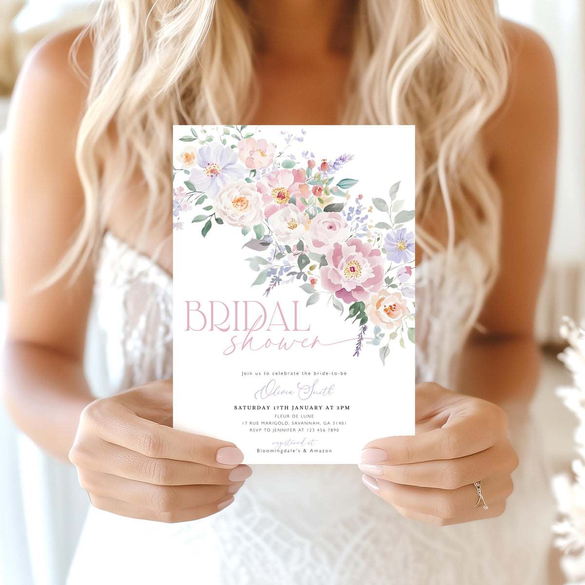 bridal brunch and floral bridal shower invite for a personalized celebration