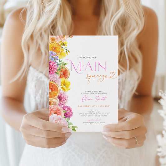 Preview of main squeeze citrus bridal shower invitation