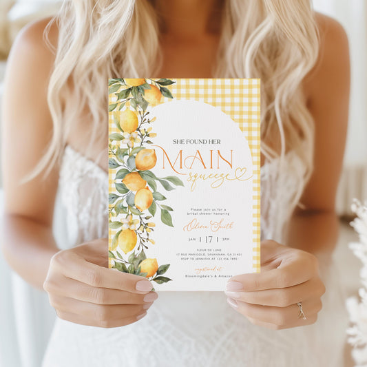 bridal brunch, citrus and floral bridal shower invite for a personalized celebration