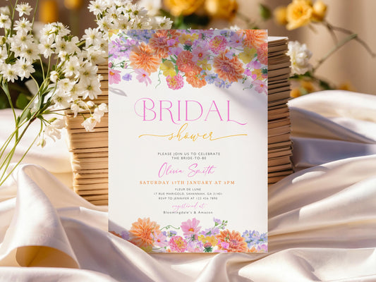bridal brunch, citrus and floral bridal shower invite for a personalized celebration
