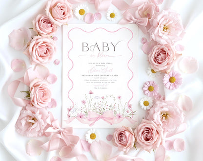 Baby in Bloom baby shower invitation for a floral girl shower