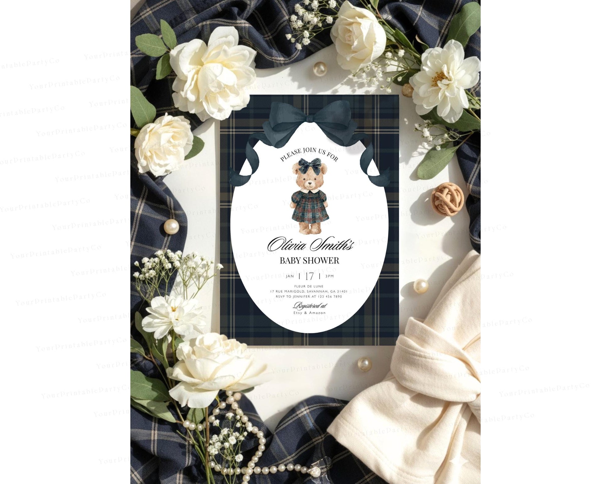 We Can Bearly Wait Baby Shower Invitation for baby shower guests and party details