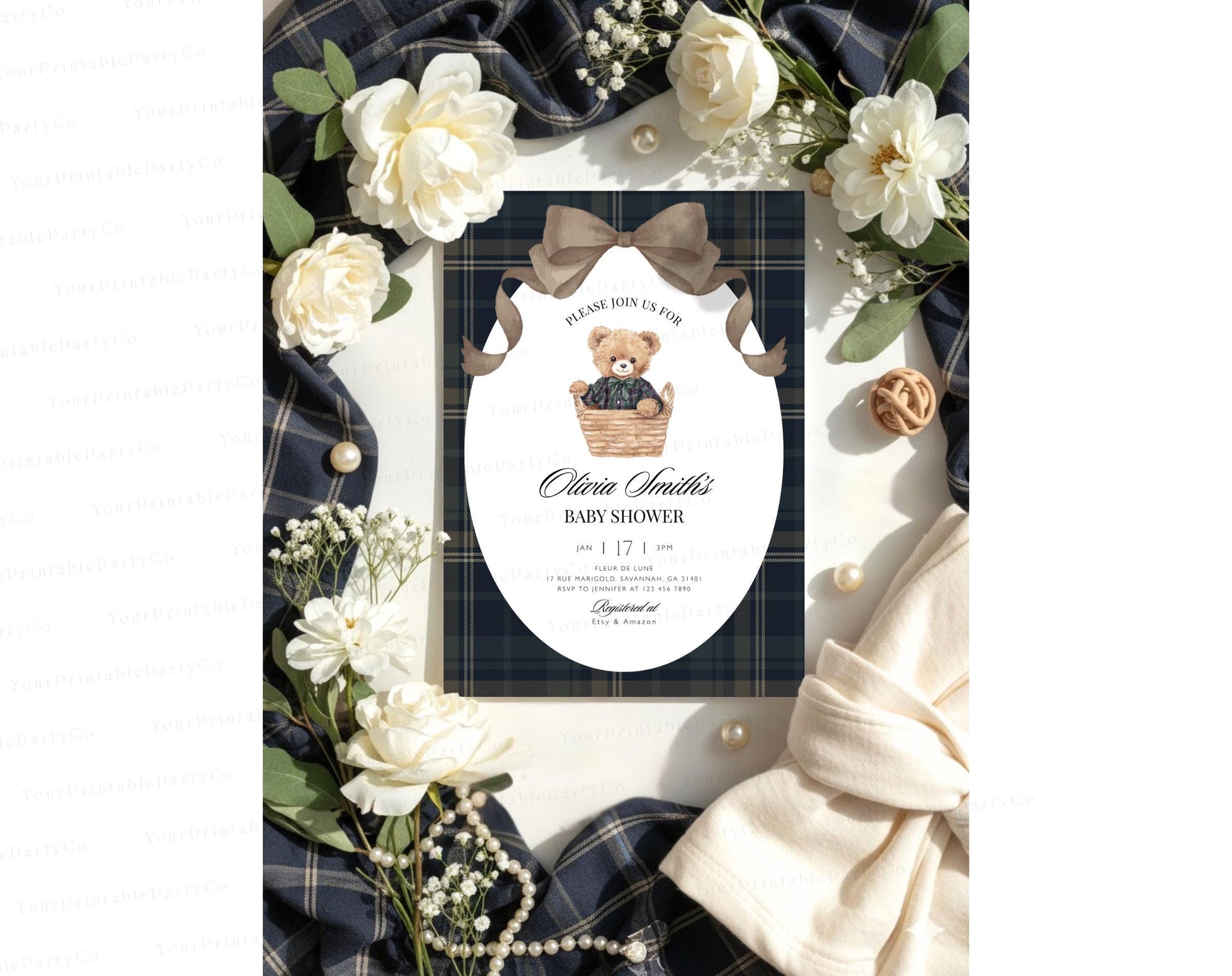 We Can Bearly Wait Baby Shower Invitation for baby shower guests and party details