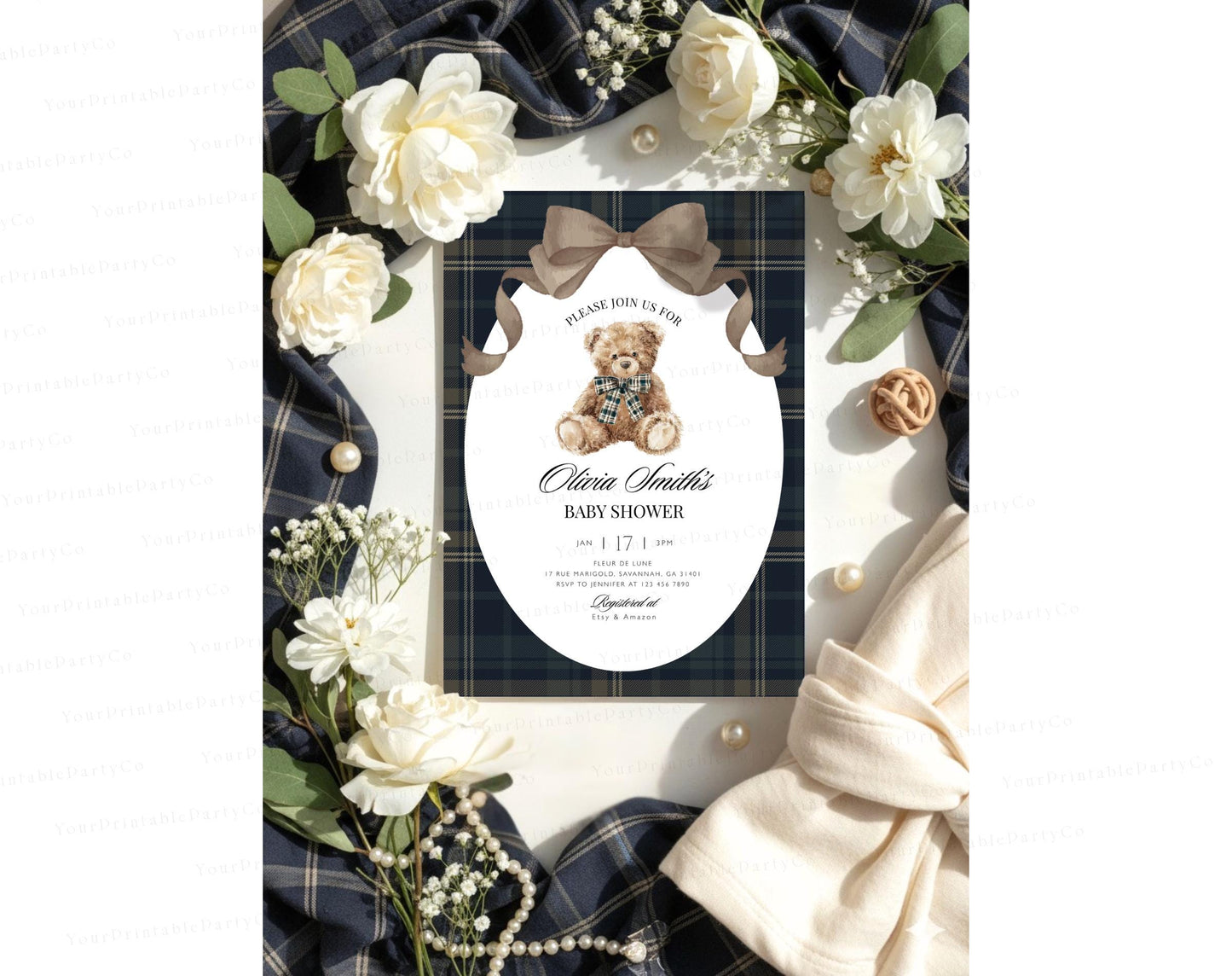 We Can Bearly Wait Baby Shower Invitation for baby shower guests and party details