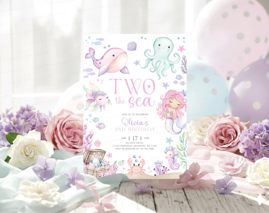 Mermaid Birthday Invitation for birthday guests and party details