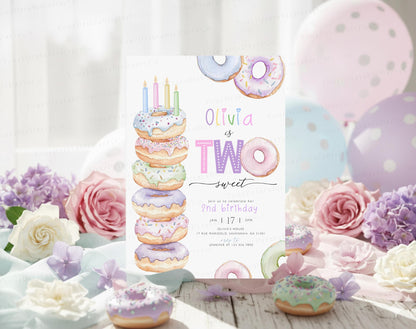 2nd birthday, pink and pastel birthday invite for a personalized celebration
