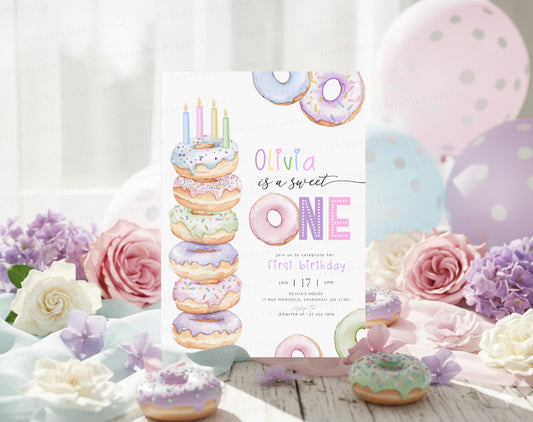 1st birthday, pink and pastel 1st birthday invite for a personalized celebration