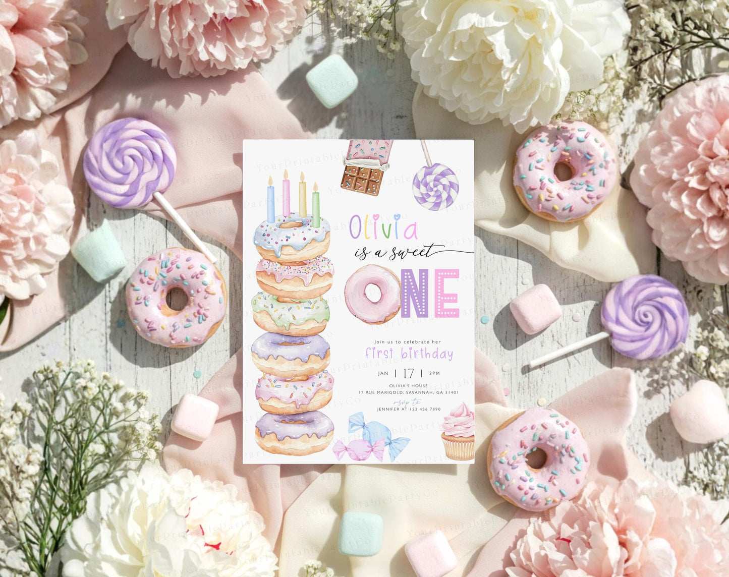 Mermaid 1st Birthday Invitation for 1st birthday guests and party details