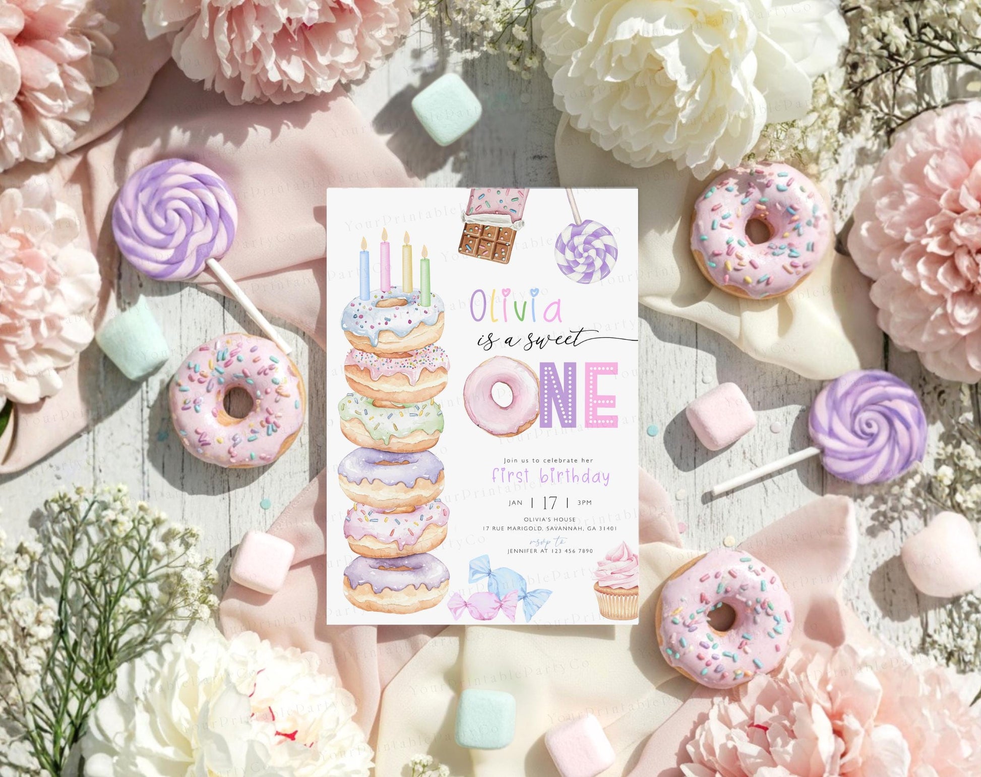 Mermaid 1st Birthday Invitation for 1st birthday guests and party details