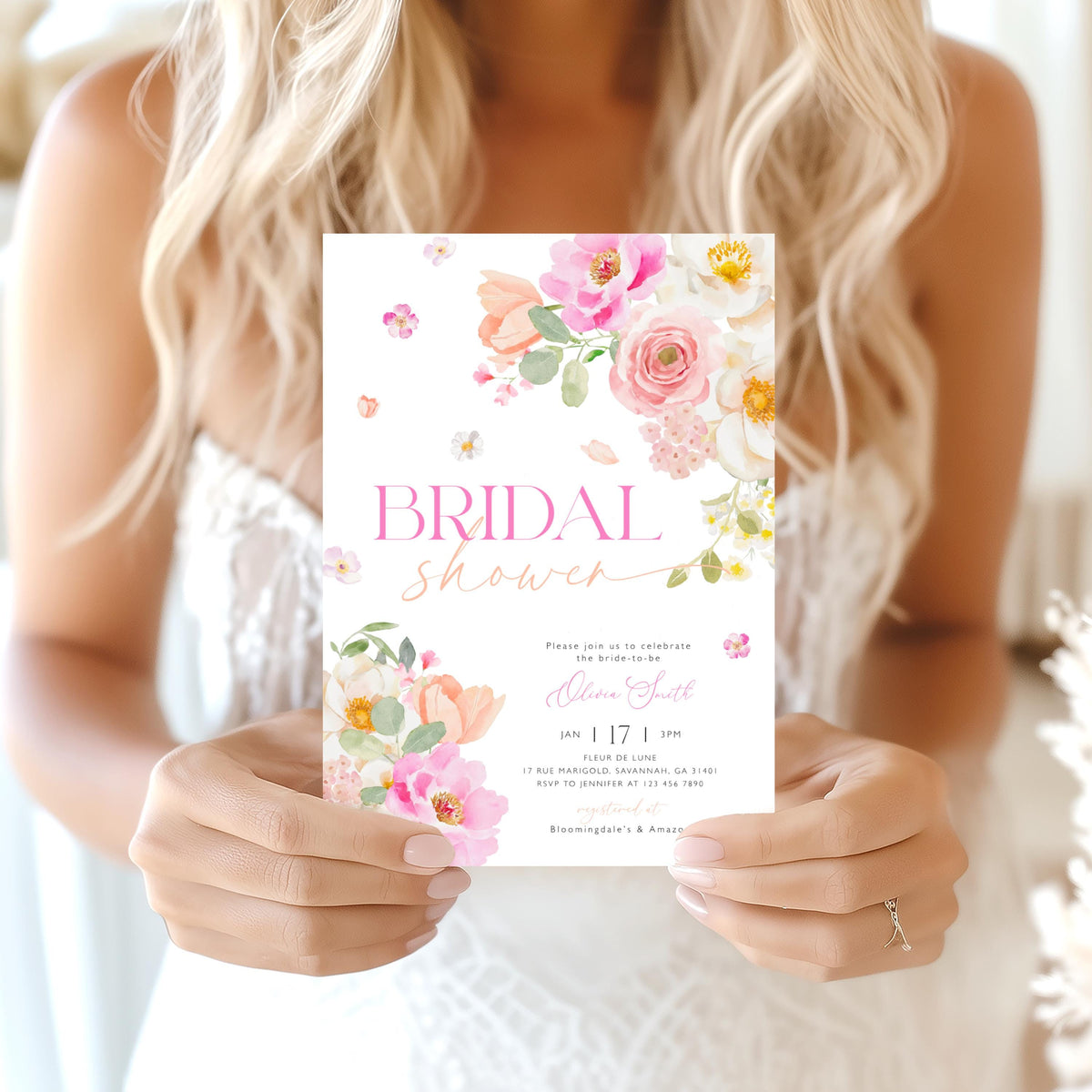 bridal brunch and floral bridal shower invite for a personalized celebration