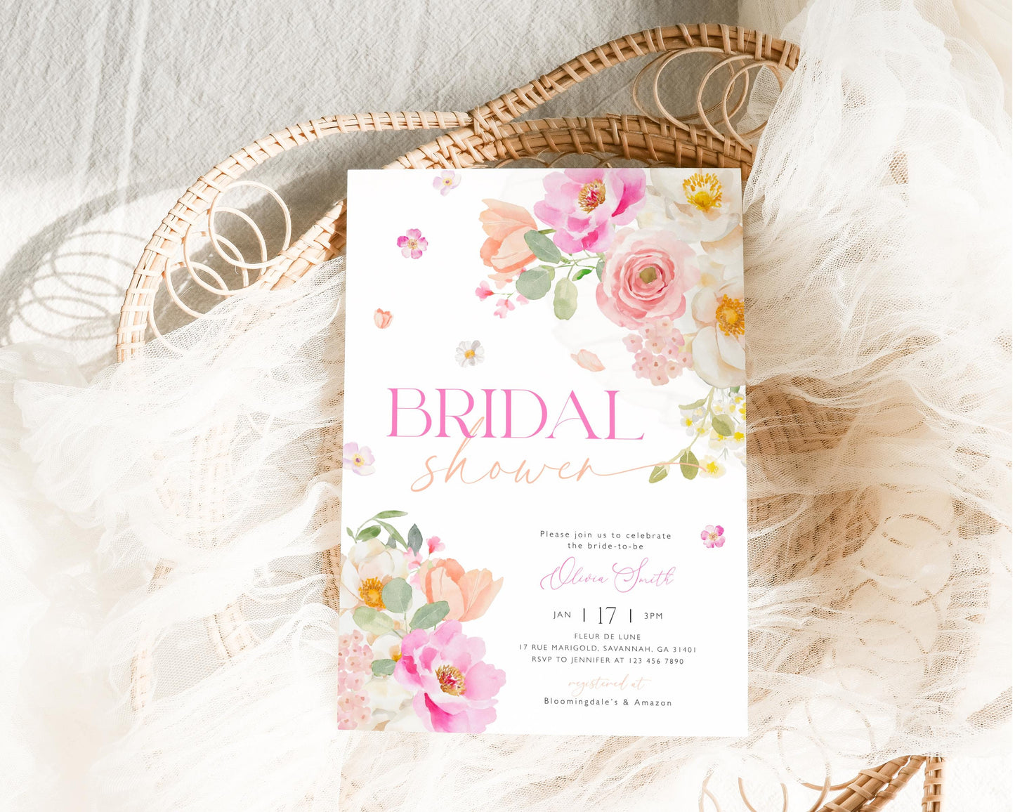 Tea Party Bridal Shower Invitation for bridal shower guests and party details