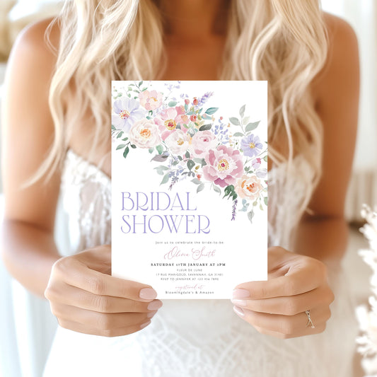 Editable details of love is in bloom floral bridal shower invitation