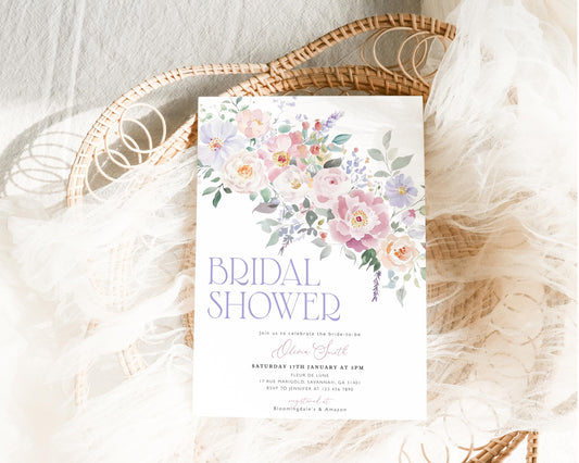 Love Is in Bloom floral bridal shower invitation