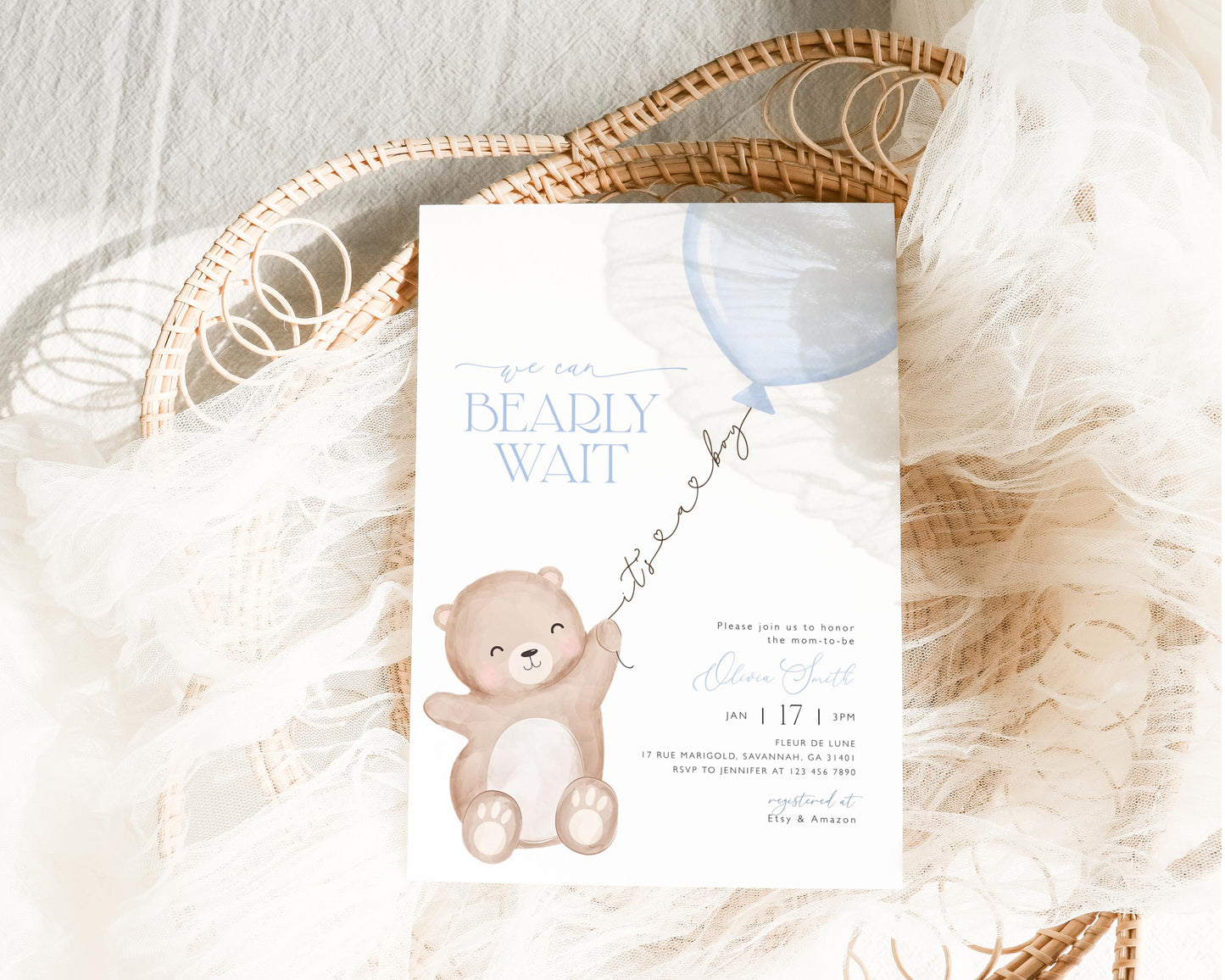 We Can Bearly Wait Baby Shower Invitation for baby shower guests and party details