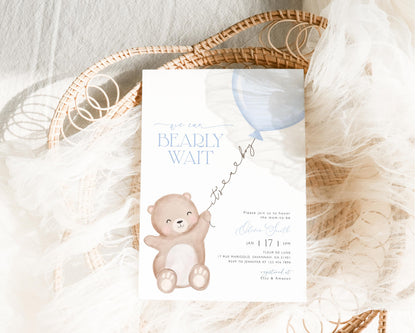 We Can Bearly Wait Baby Shower Invitation for baby shower guests and party details