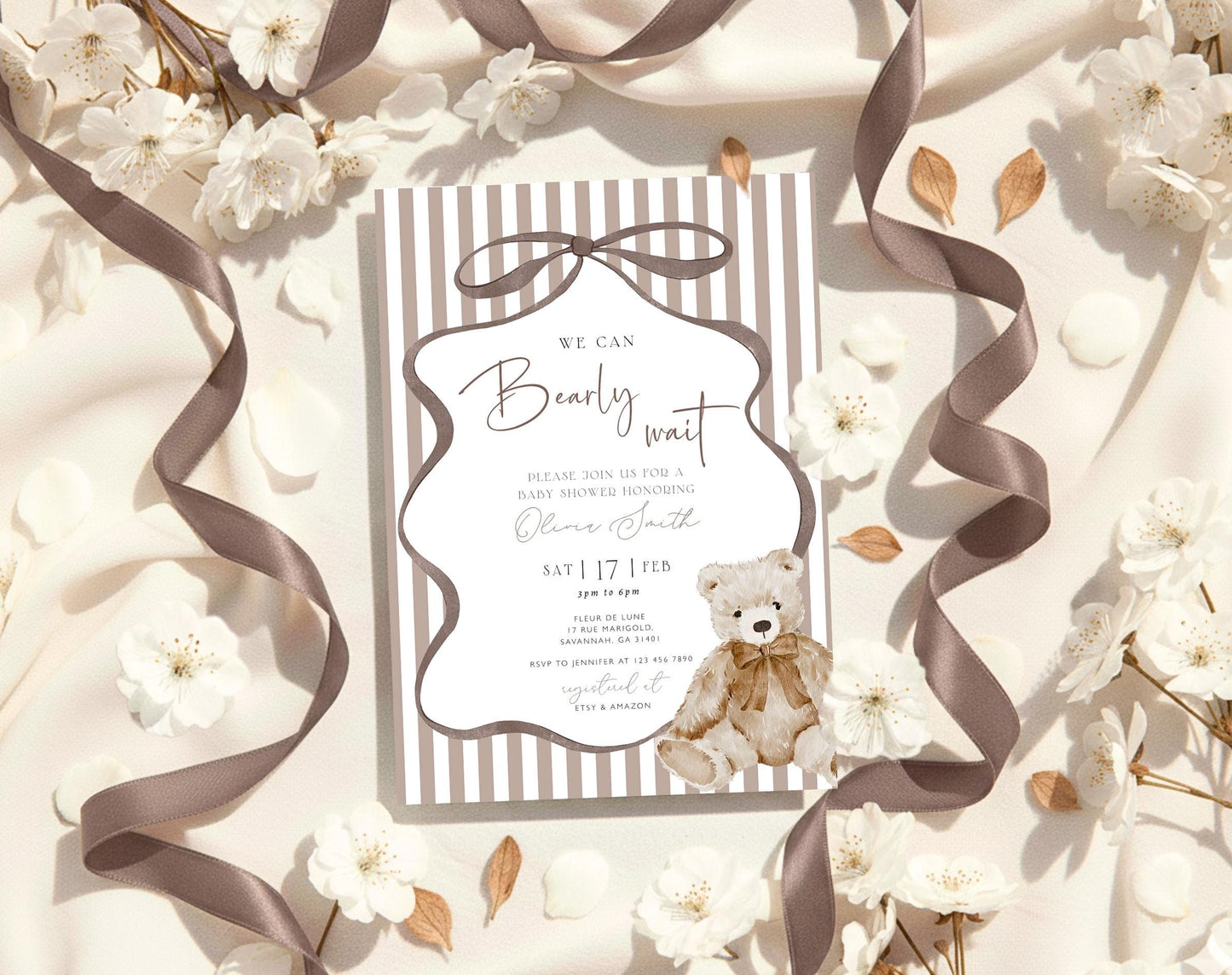 We Can Bearly Wait Baby Shower Invitation for baby shower guests and party details