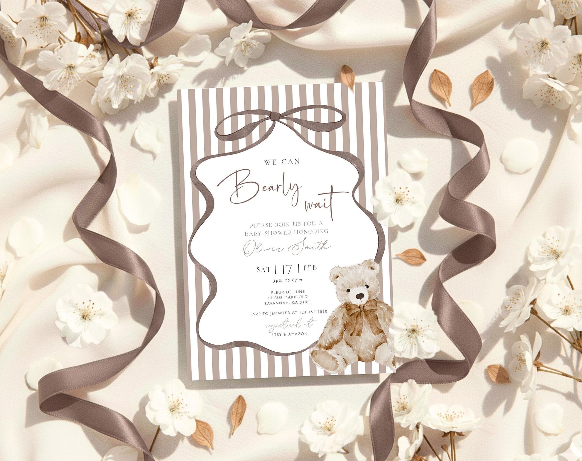 We Can Bearly Wait Baby Shower Invitation for baby shower guests and party details