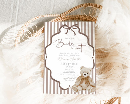 oh boy and teddy bear baby shower invite for a personalized celebration