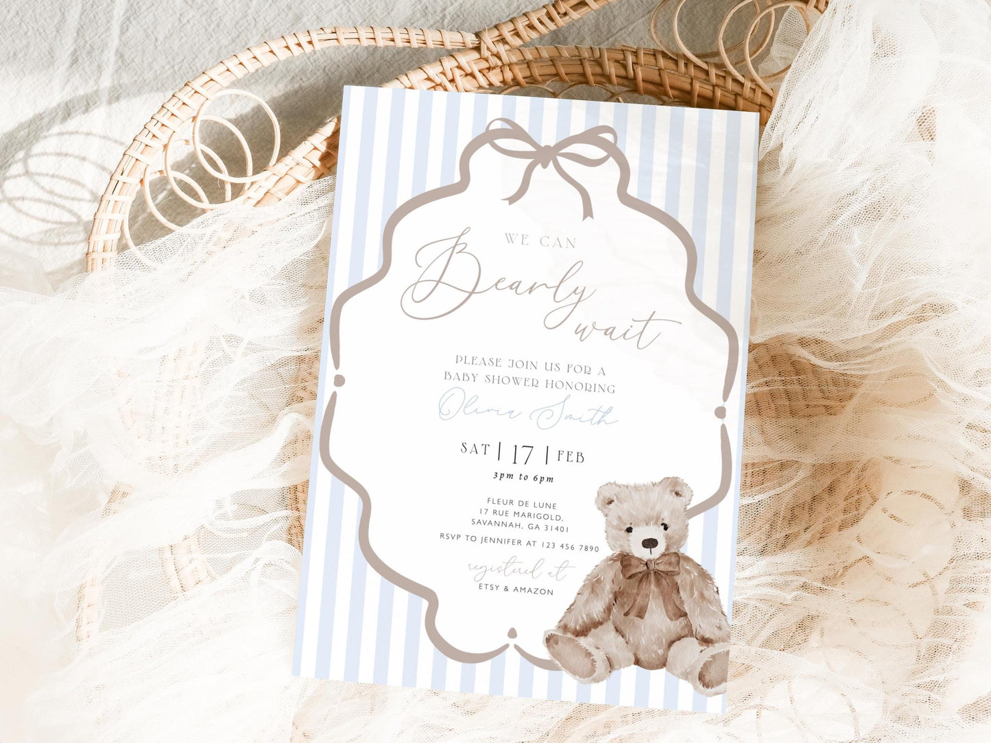 We Can Bearly Wait Baby Shower Invitation for baby shower guests and party details