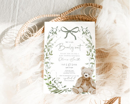 We Can Bearly Wait Baby Shower Invitation for baby shower guests and party details