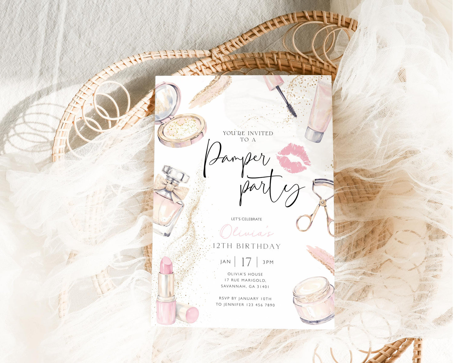 Spa Party Birthday Invitation for birthday guests and party details