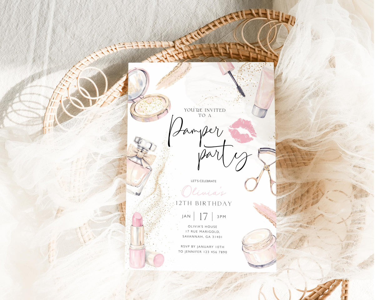 Spa Party Birthday Invitation for birthday guests and party details