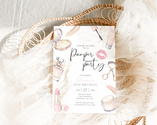 Spa Party Birthday Invitation for birthday guests and party details