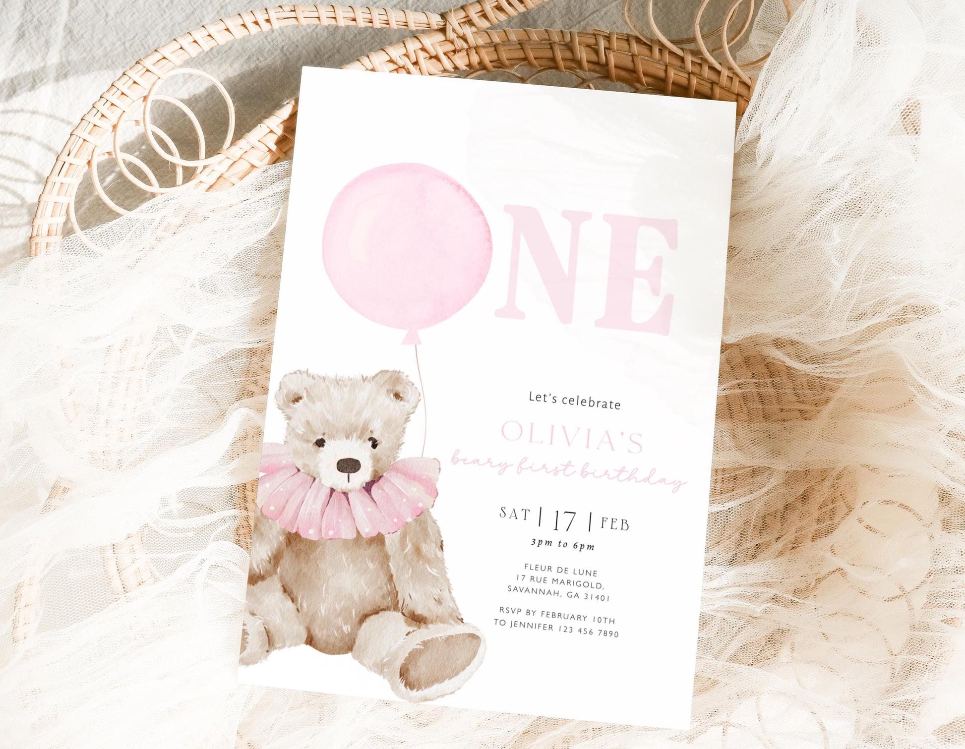 We Can Bearly Wait 1st Birthday Invitation for 1st birthday guests and party details