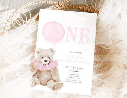 We Can Bearly Wait 1st Birthday Invitation for 1st birthday guests and party details