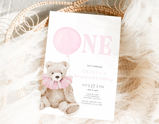We Can Bearly Wait 1st Birthday Invitation for 1st birthday guests and party details