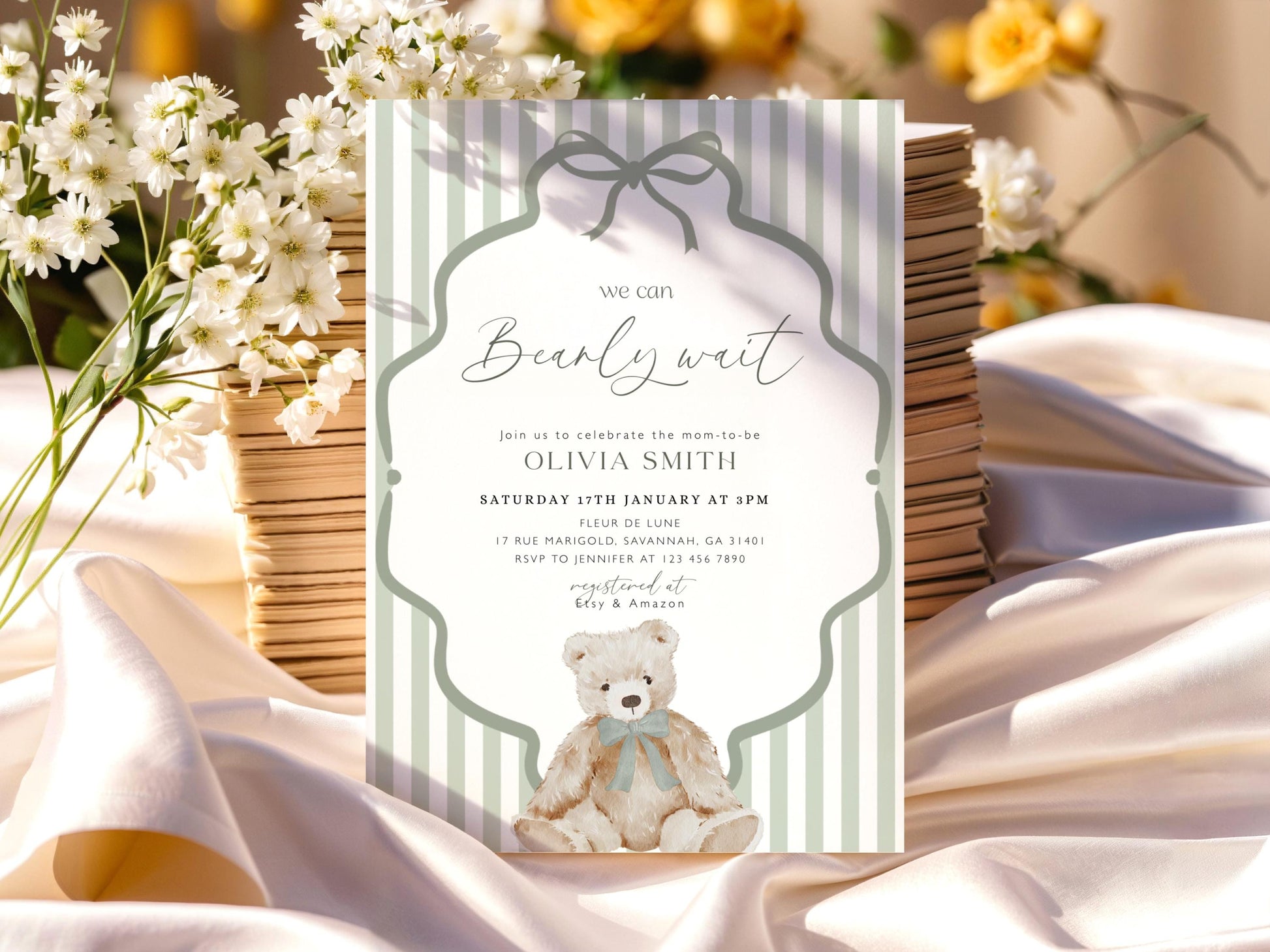We Can Bearly Wait Baby Shower Invitation for baby shower guests and party details