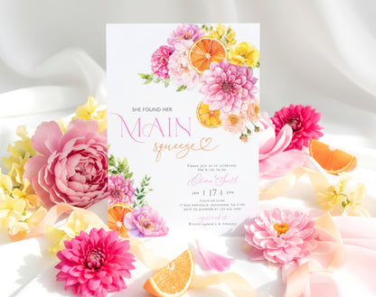 Main Squeeze Bridal Shower Invitation for bridal shower guests and party details