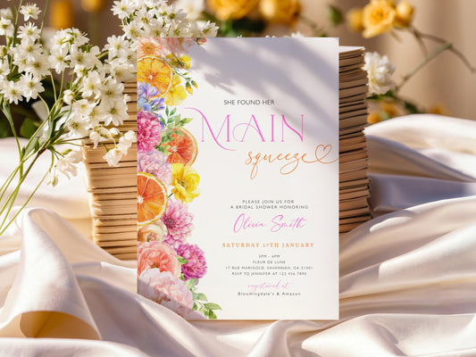 Main Squeeze citrus bridal shower invitation