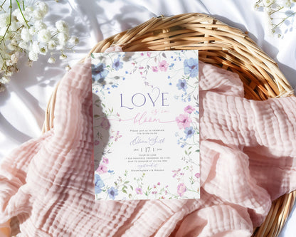 bridal brunch, floral and pastel bridal shower invite for a personalized celebration