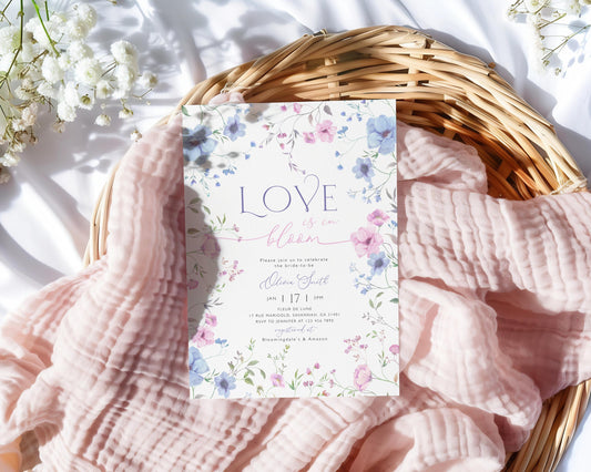 bridal brunch, floral and pastel bridal shower invite for a personalized celebration