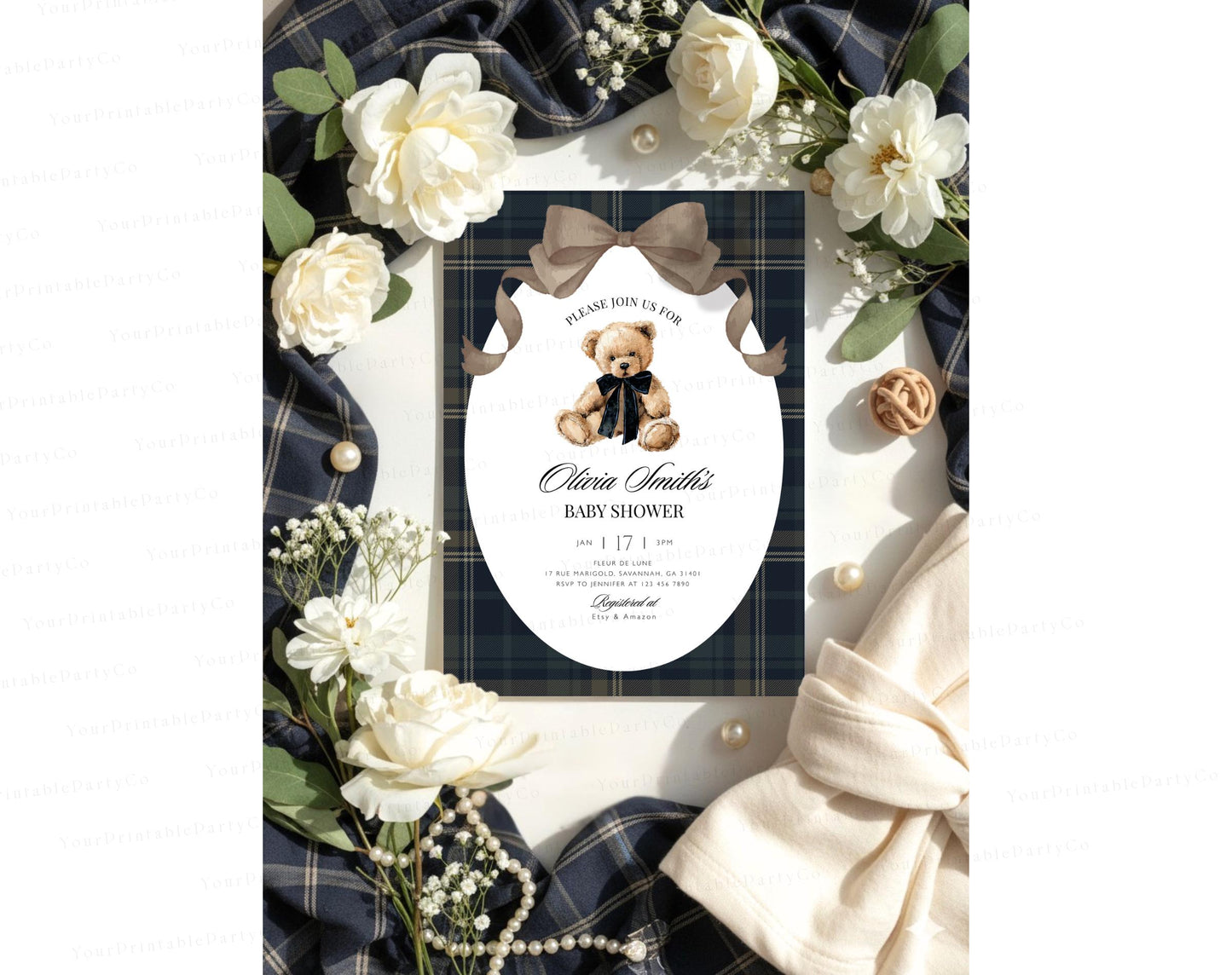 We Can Bearly Wait Baby Shower Invitation for baby shower guests and party details