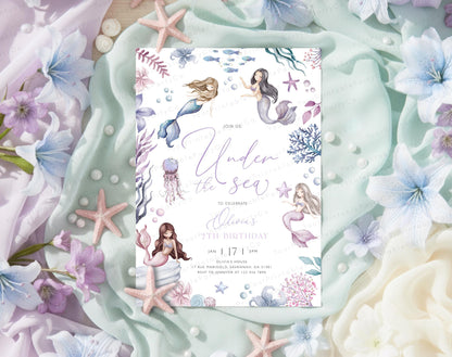 Mermaid Birthday Invitation for birthday guests and party details