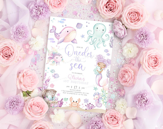 Mermaid Birthday Invitation for birthday guests and party details