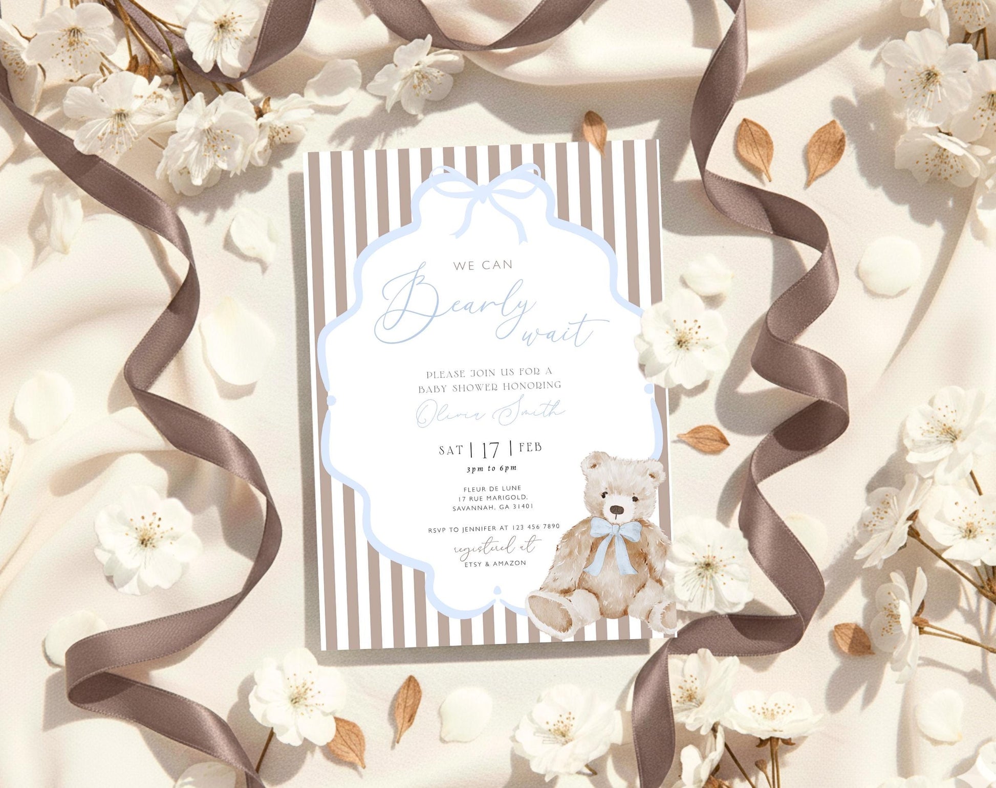 We Can Bearly Wait Baby Shower Invitation for baby shower guests and party details