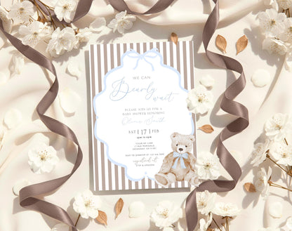 We Can Bearly Wait Baby Shower Invitation for baby shower guests and party details