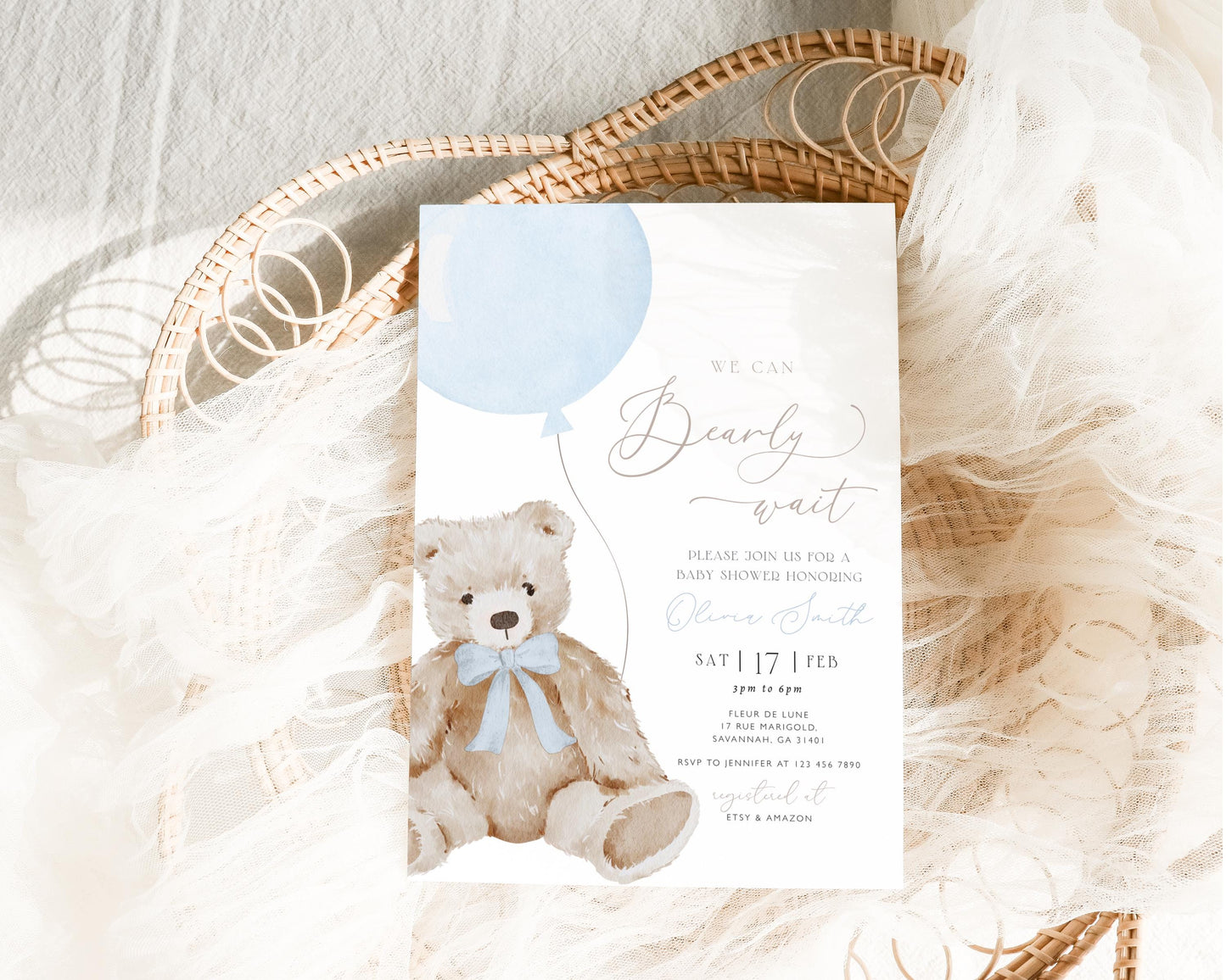 We Can Bearly Wait Baby Shower Invitation for baby shower guests and party details