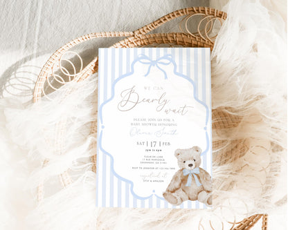We Can Bearly Wait Baby Shower Invitation for baby shower guests and party details