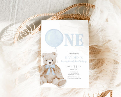We Can Bearly Wait 1st Birthday Boy Invitation for 1st birthday boy guests and party details