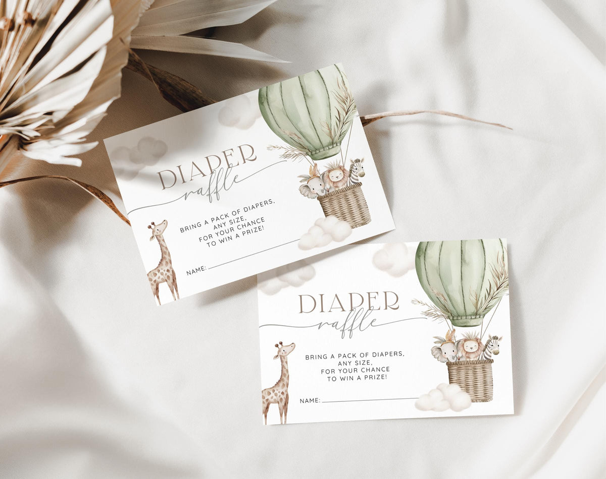 boho safari, wild one, jungle and oh boy diaper raffle tickets and sign for baby shower games